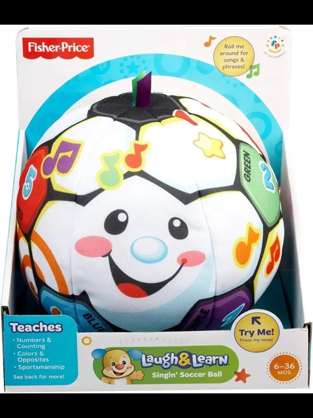 Fisher-Price Laugh & Learn Singin' Soccer Ball - White & Multicolor - Picture 2 of 5